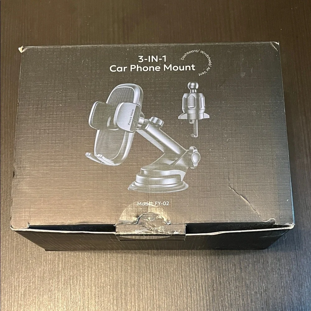 Black 3-in-1 Car Phone Mount